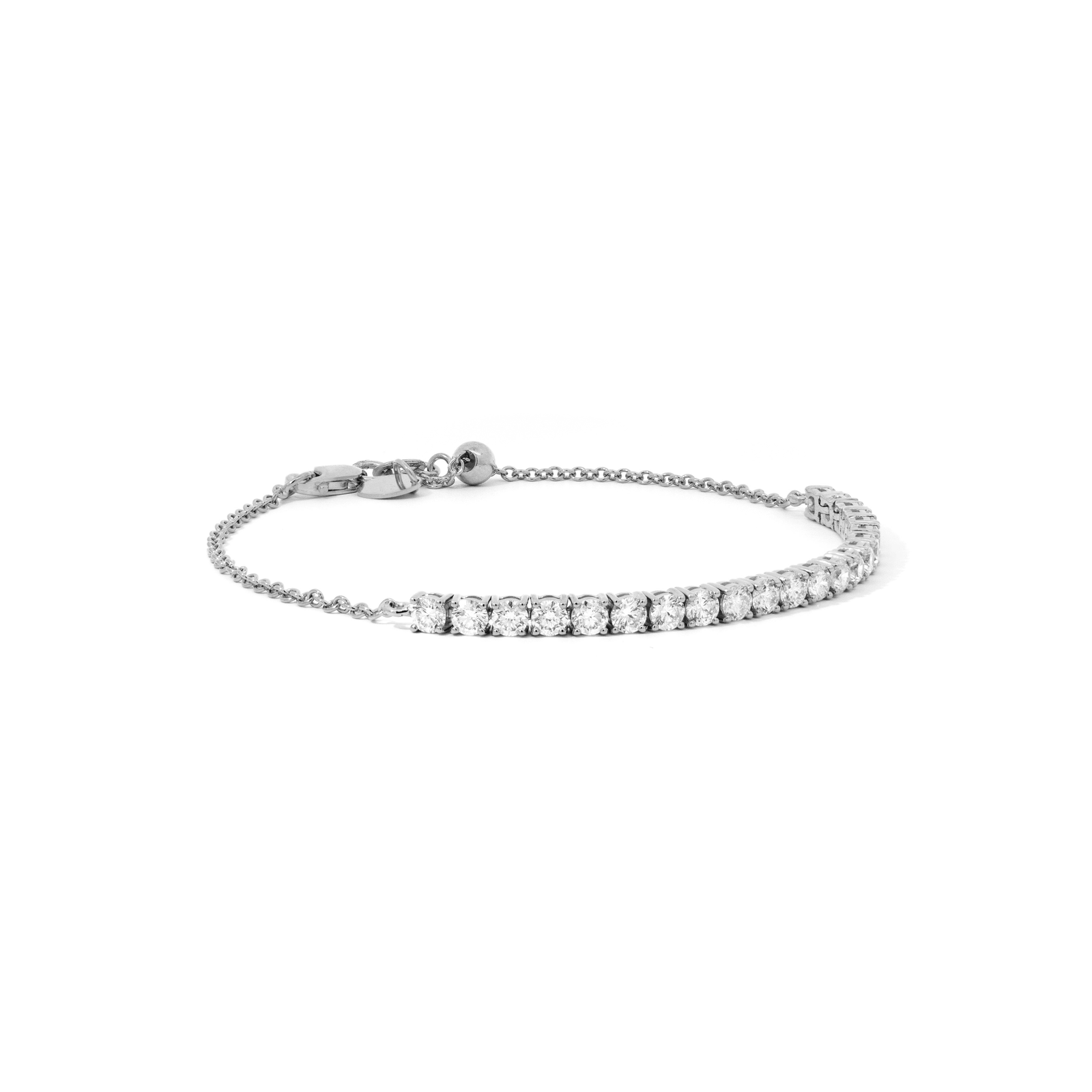 Víya Round Shape Diamond Adjustable Tennis Bracelet White Gold 14K