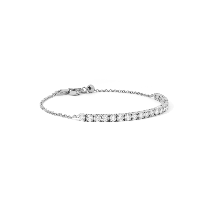 Víya Round Shape Diamond Adjustable Tennis Bracelet White Gold 14K