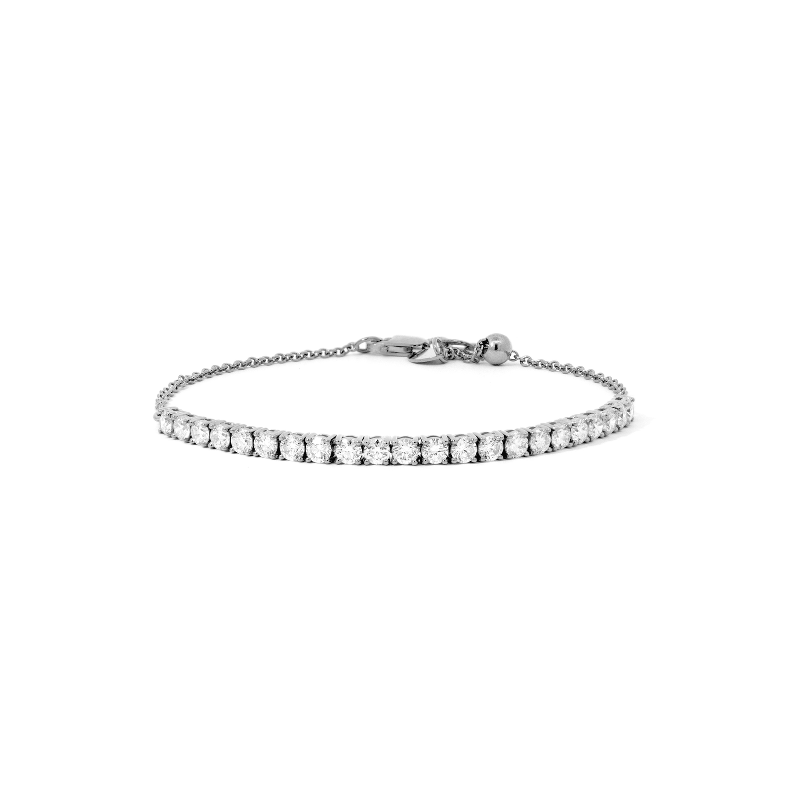 Víya Round Shape Diamond Adjustable Tennis Bracelet White Gold 14K