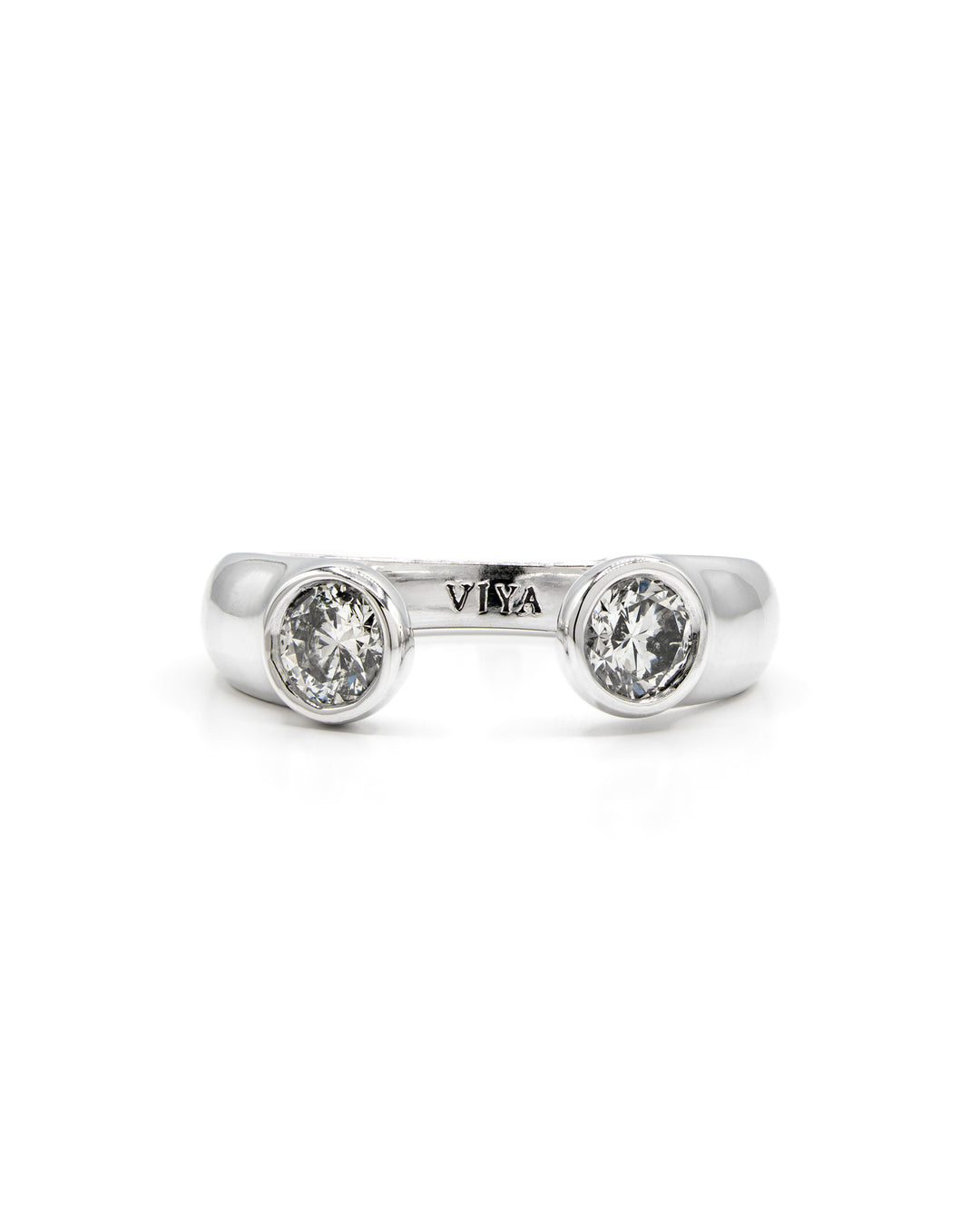 Round Diamond Bezel Ring White Gold