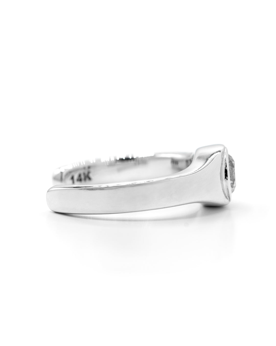 Solitaire Round Diamond Cuff Ring White Gold