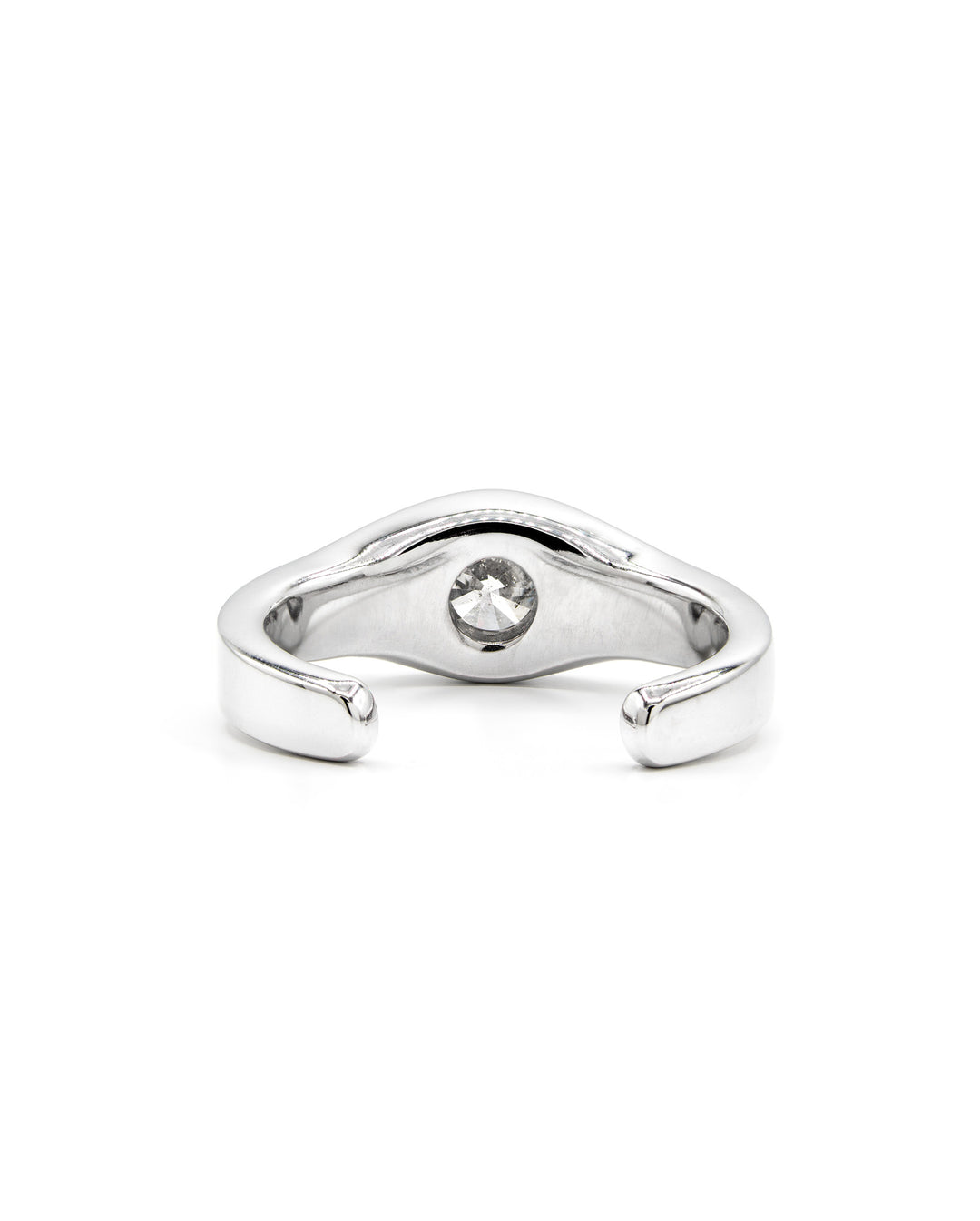 Solitaire Round Diamond Cuff Ring White Gold