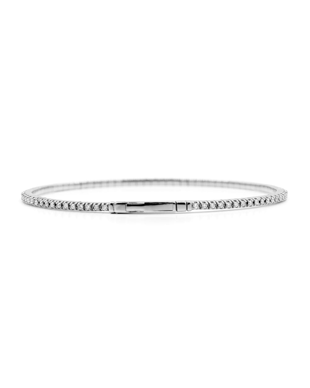 Víya Full Eternity Round Diamond Flex Bangle 0.7 Carat White Gold 14K