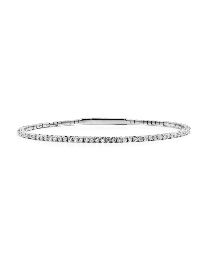 Víya Full Eternity Round Diamond Flex Bangle 1.5 Carat White Gold 14K