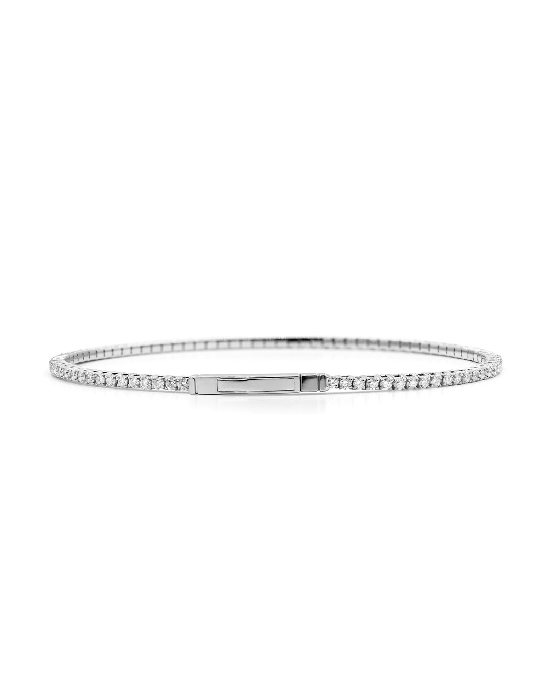 Víya Full Eternity Round Diamond Flex Bangle 1.5 Carat White Gold 14K