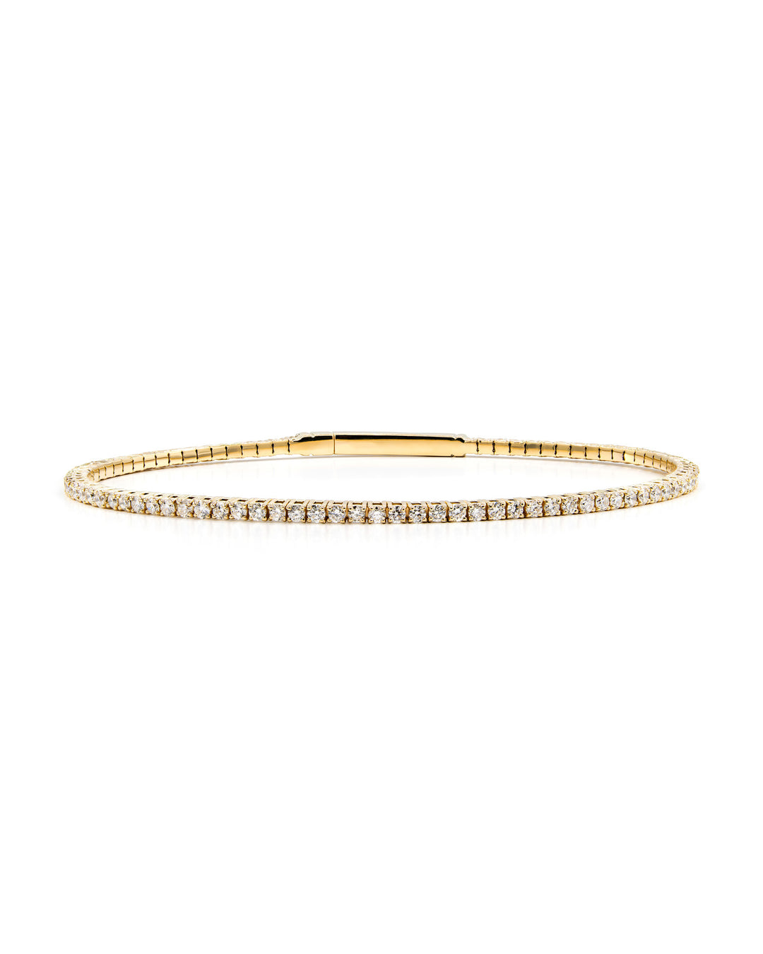 Víya Full Eternity Round Diamond Flex Bangle 1.5 Carat Yellow Gold 14K