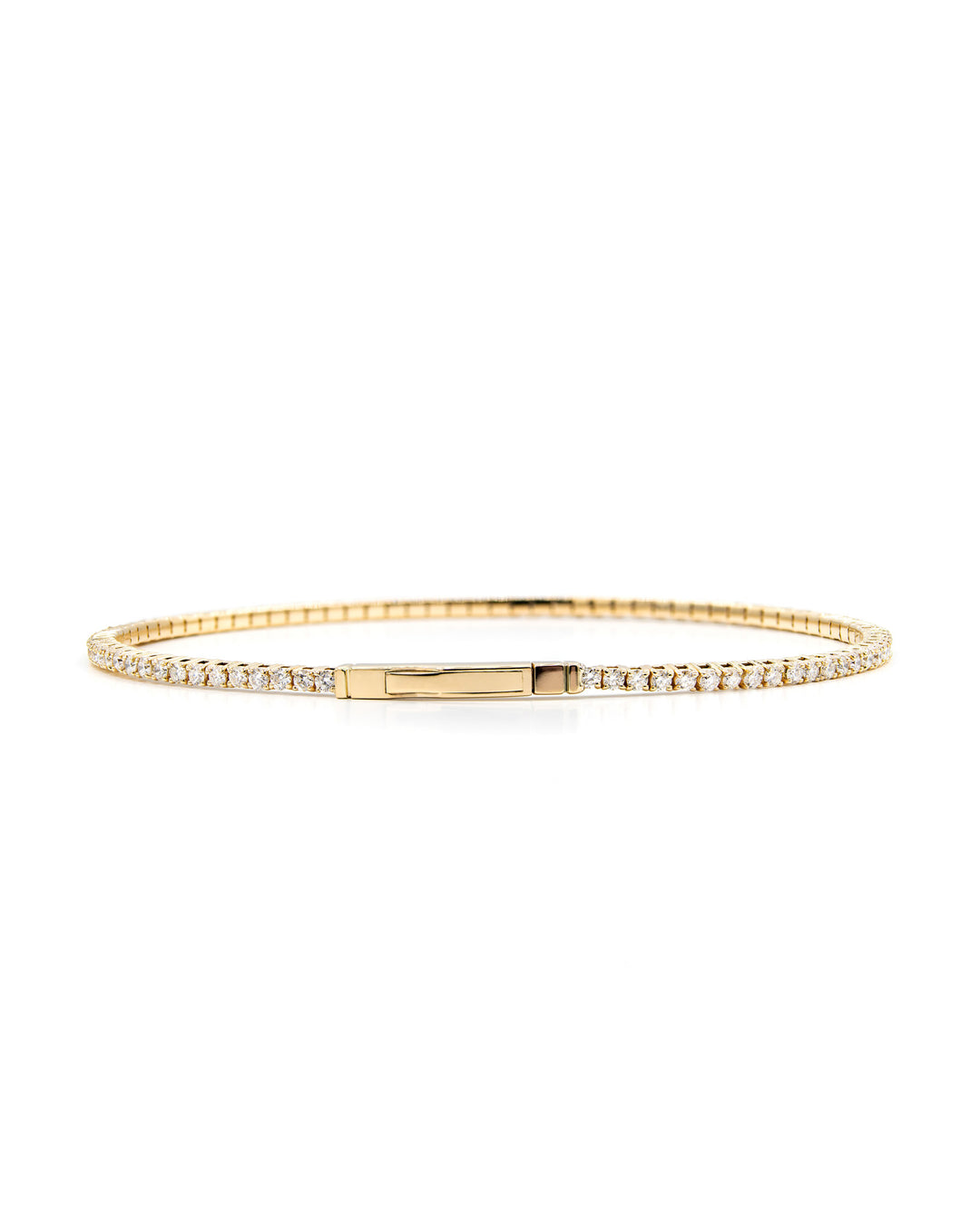 Víya Full Eternity Round Diamond Flex Bangle 1.5 Carat Yellow Gold 14K