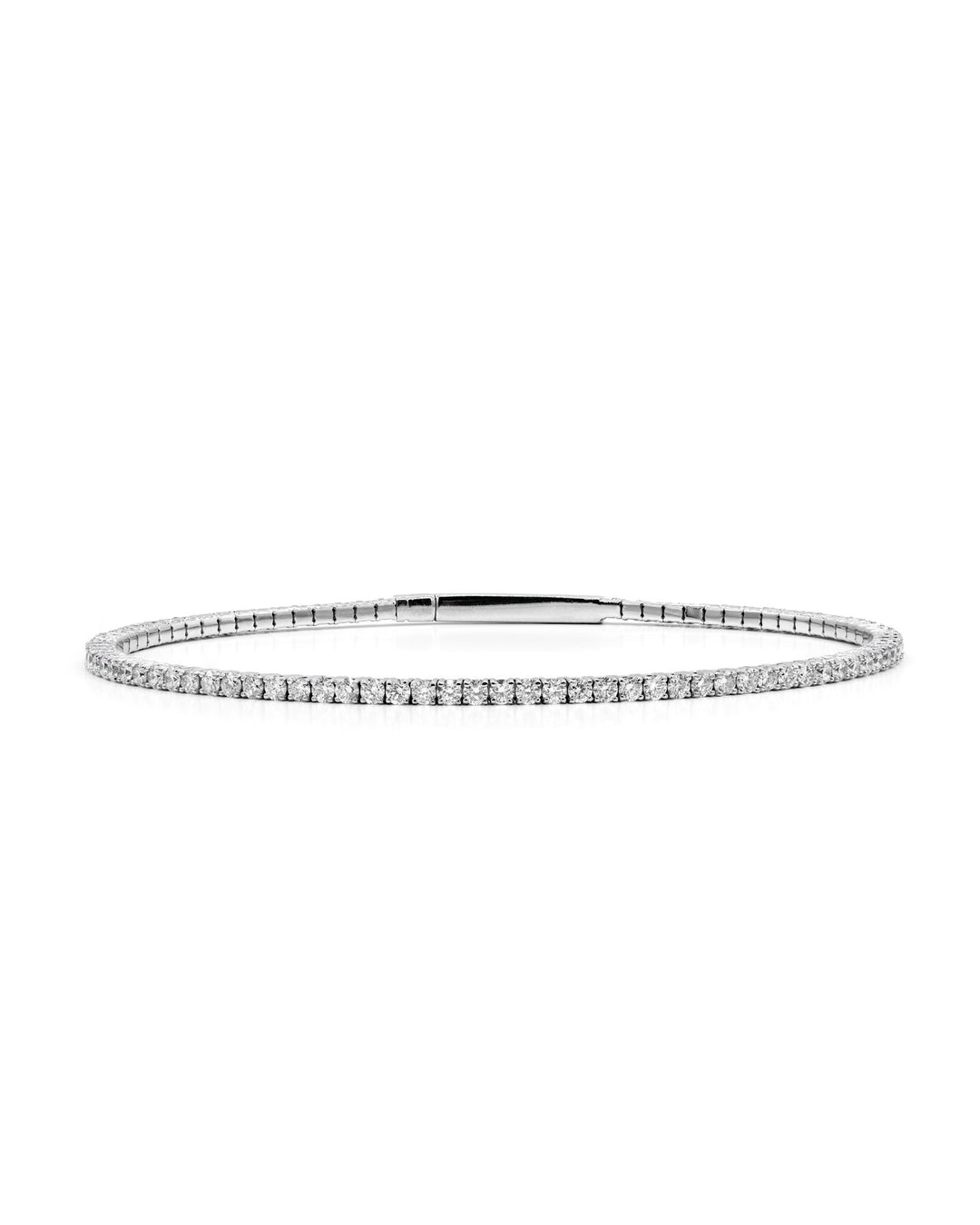 Víya Full Eternity Round Diamond Flex Bangle 2 Carat White Gold 14K