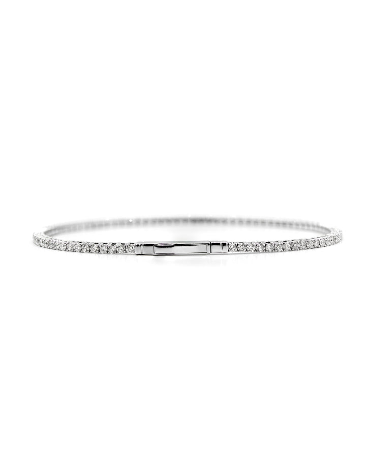 Víya Full Eternity Round Diamond Flex Bangle 2 Carat White Gold 14K