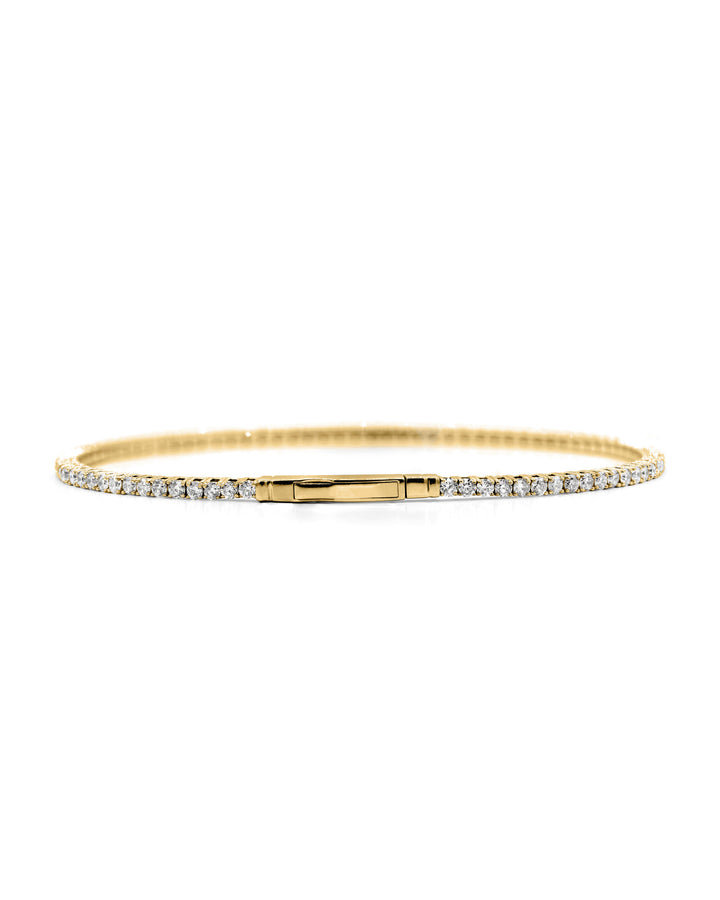 Víya Full Eternity Round Diamond Flex Bangle 2 Carat Yellow Gold 14K