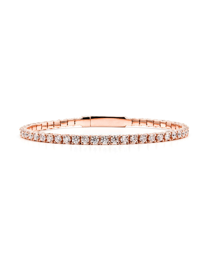 Víya Full Eternity Round Diamond Flex Bangle 4 Carat Rose Gold 14K