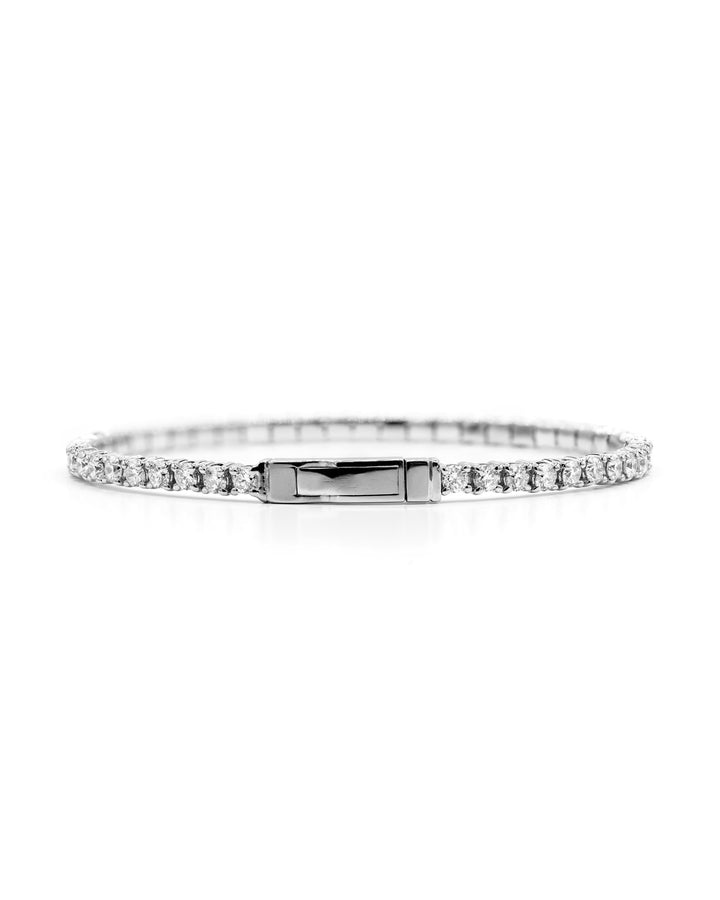 Víya Full Eternity Round Diamond Flex Bangle 4 Carat White Gold 14K