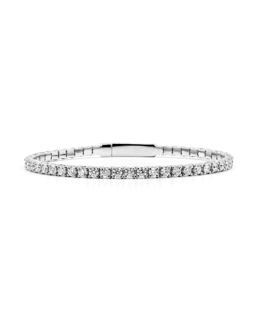 Víya Full Eternity Round Diamond Flex Bangle 4 Carat White Gold 14K