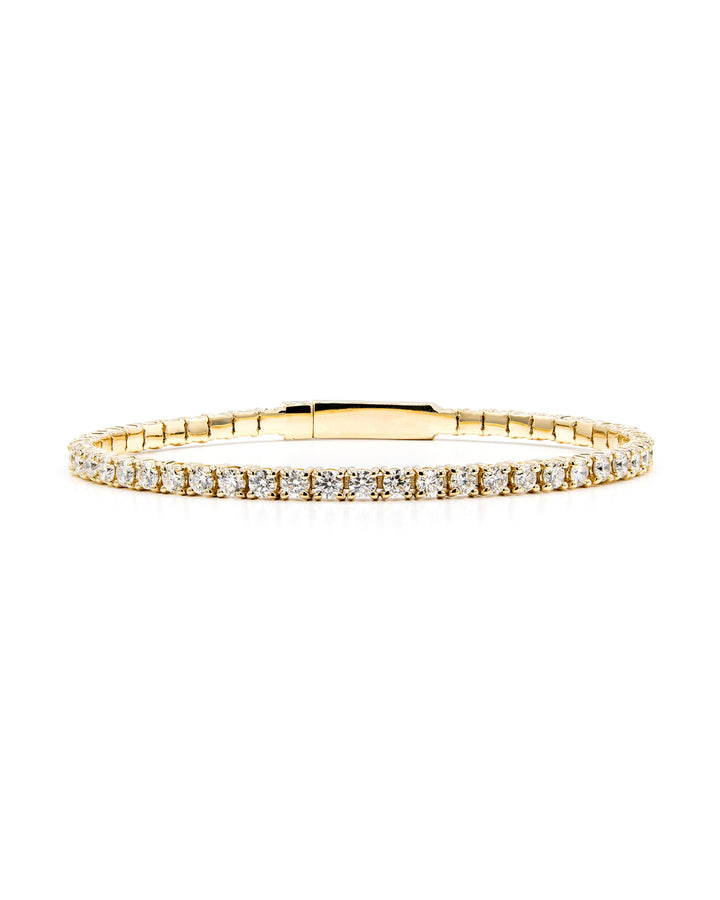 Víya Full Eternity Round Diamond Flex Bangle 4 Carat Yellow Gold 14K