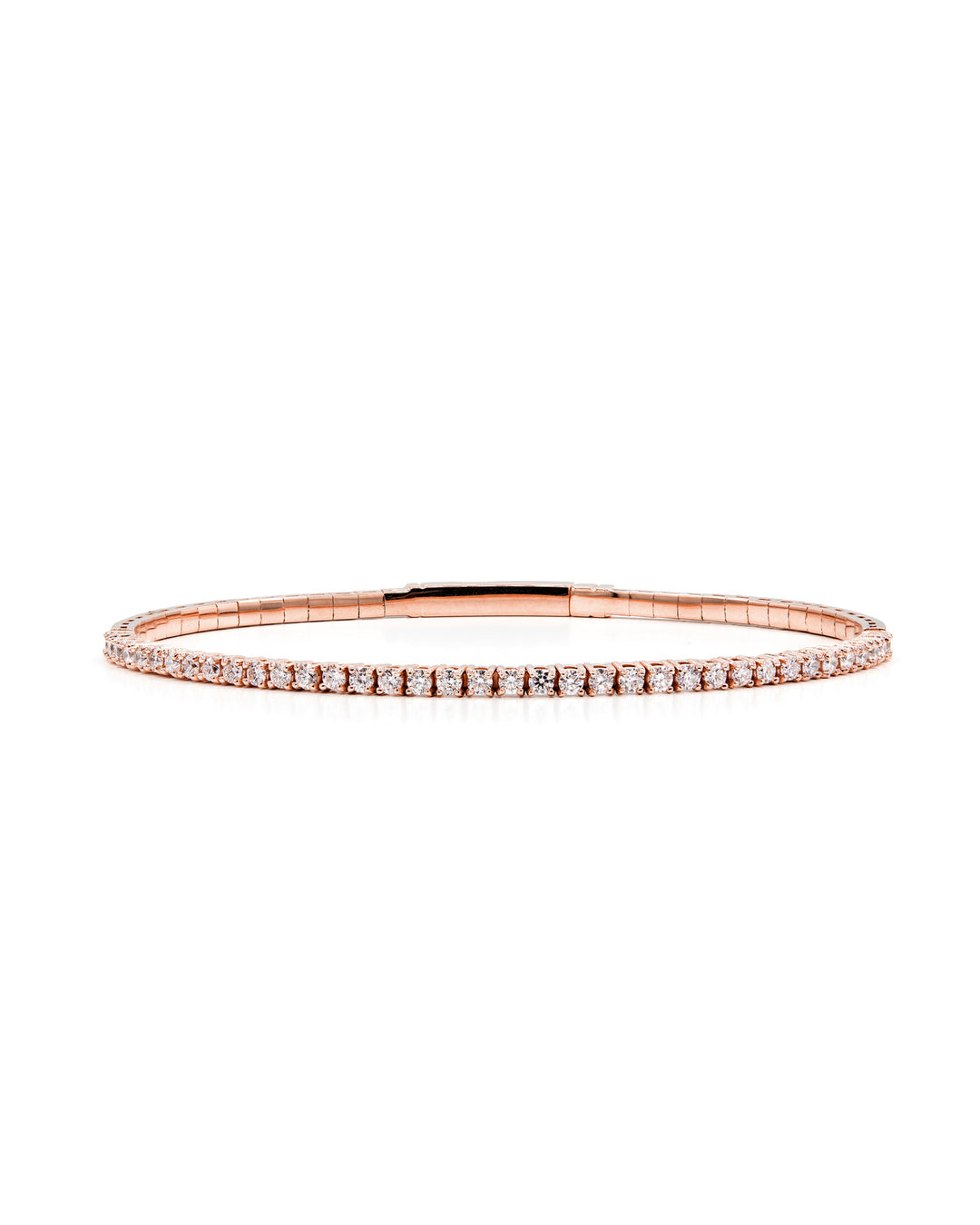 Víya Half Eternity Round Diamond Flex Bangle 2 Carat Rose Gold 14K