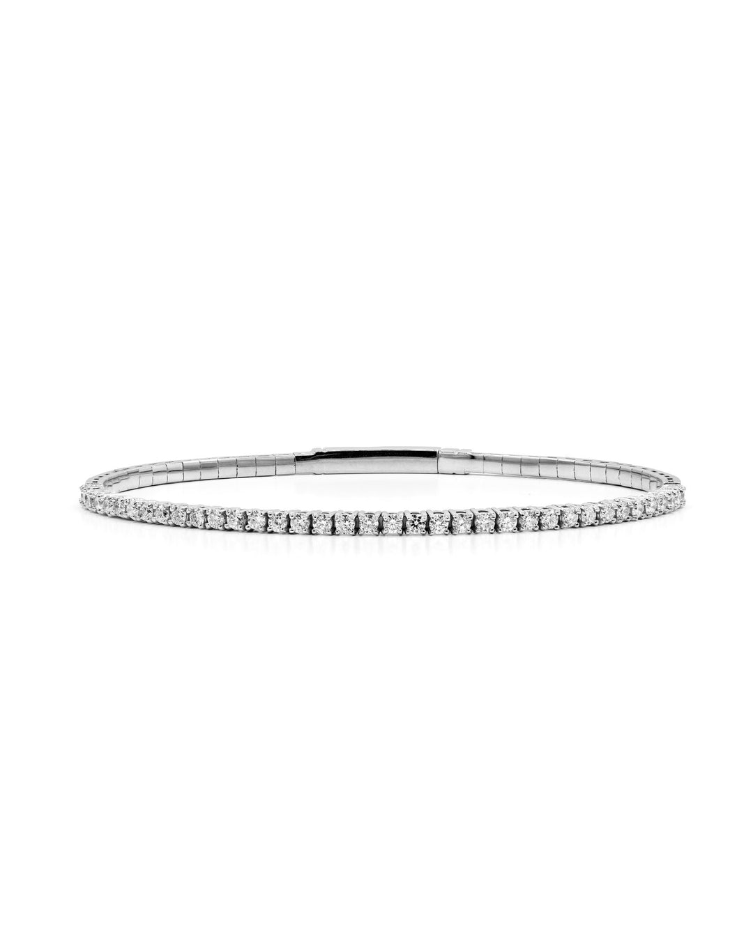 Víya Half Eternity Round Diamond Flex Bangle 1 Carat White Gold 14K