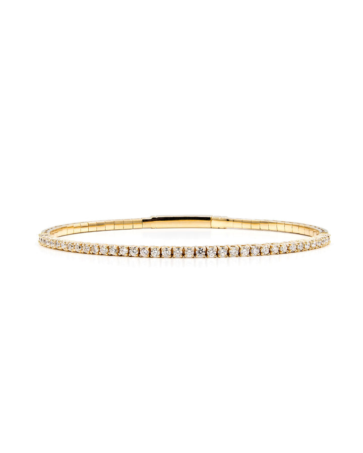 Víya Half Eternity Round Diamond Flex Bangle 2 Carat Yellow Gold 14K