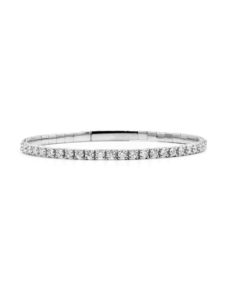 Víya Half Eternity Round Diamond Flex Bangle 2 Carat White Gold 14K