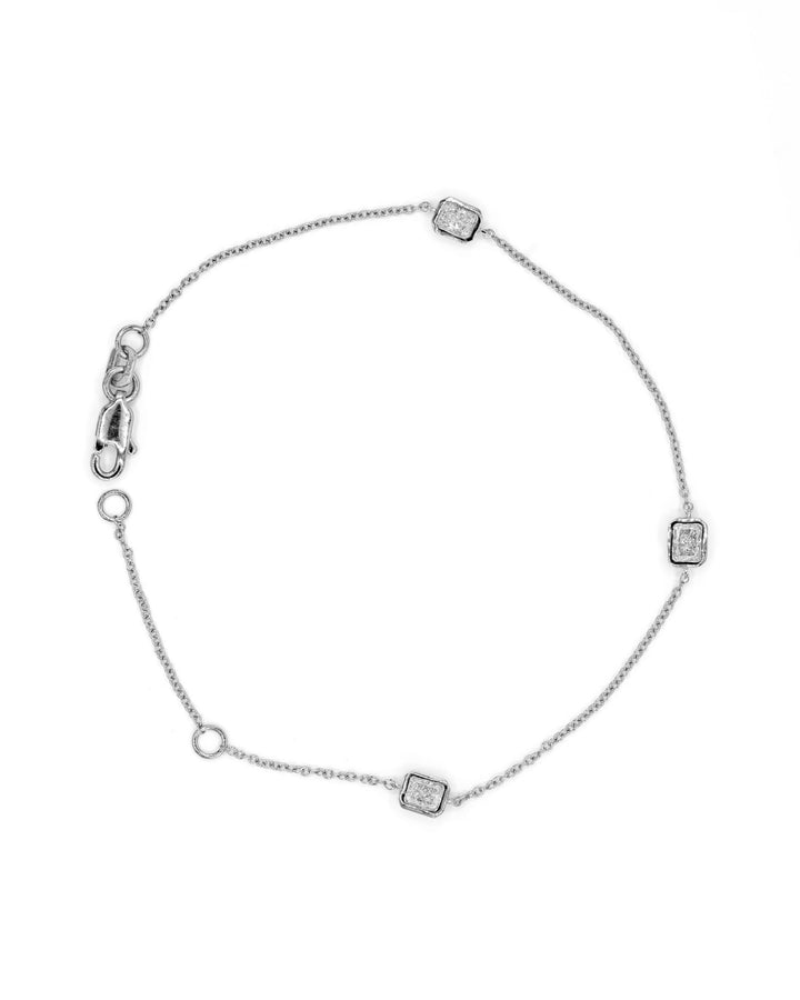 Víya Radiant Shape Diamond Bezel Tennis Bracelet White Gold 14K