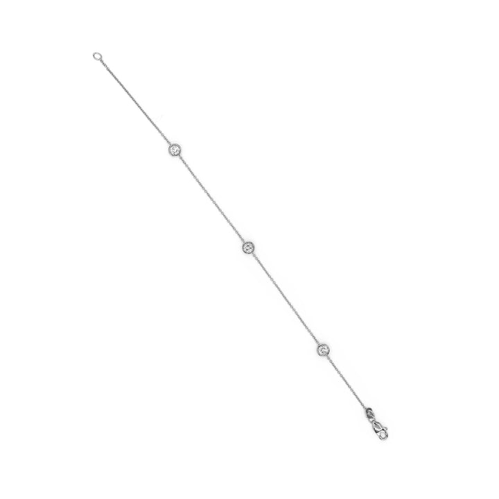 Víya Round Diamond 3-Stone Bezel Tennis Bracelet White Gold 14K