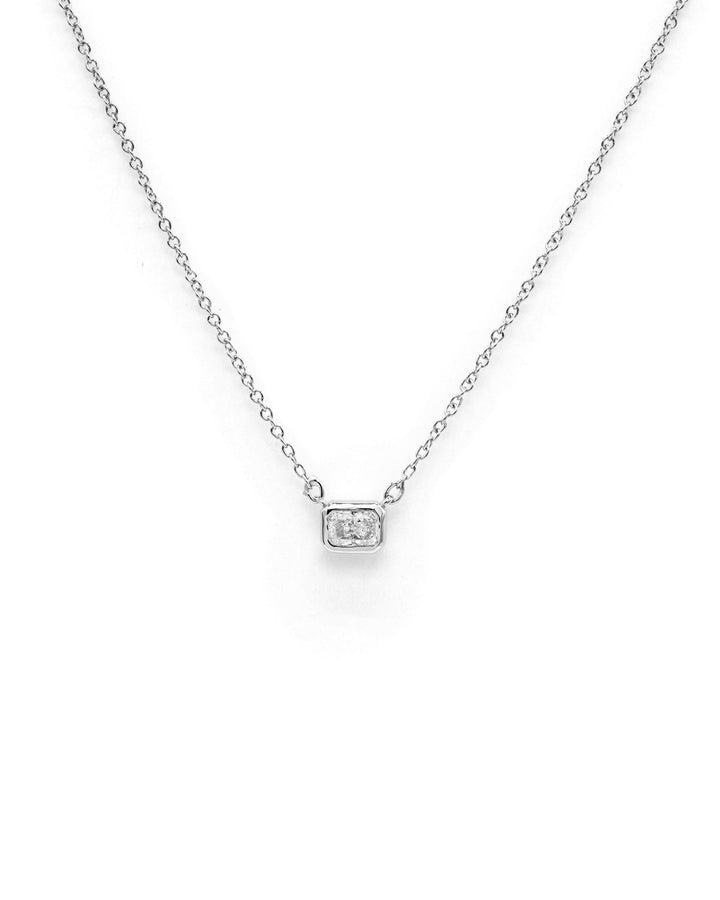 Radiant Diamond Bezel Pendant White Gold 14K