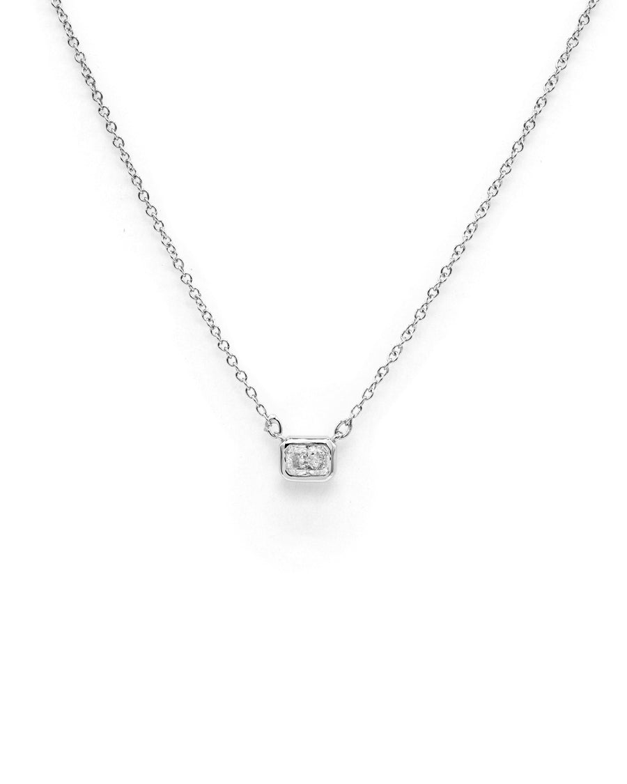Radiant Diamond Bezel Pendant White Gold 14K