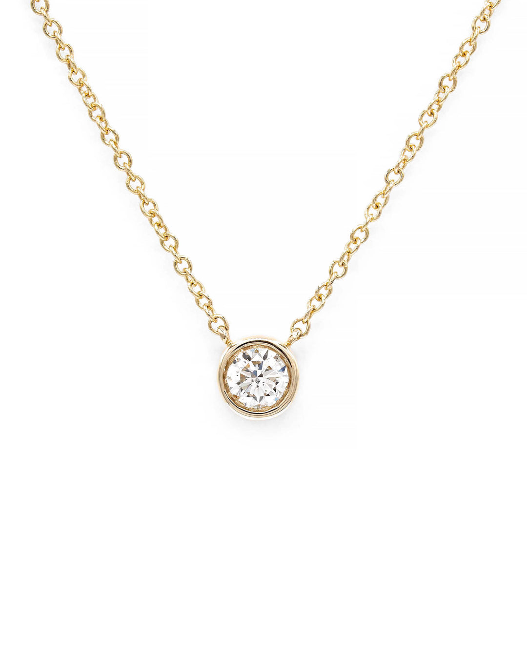 Víya Round Diamond Bezel Pendant Necklace Yellow Gold 14K
