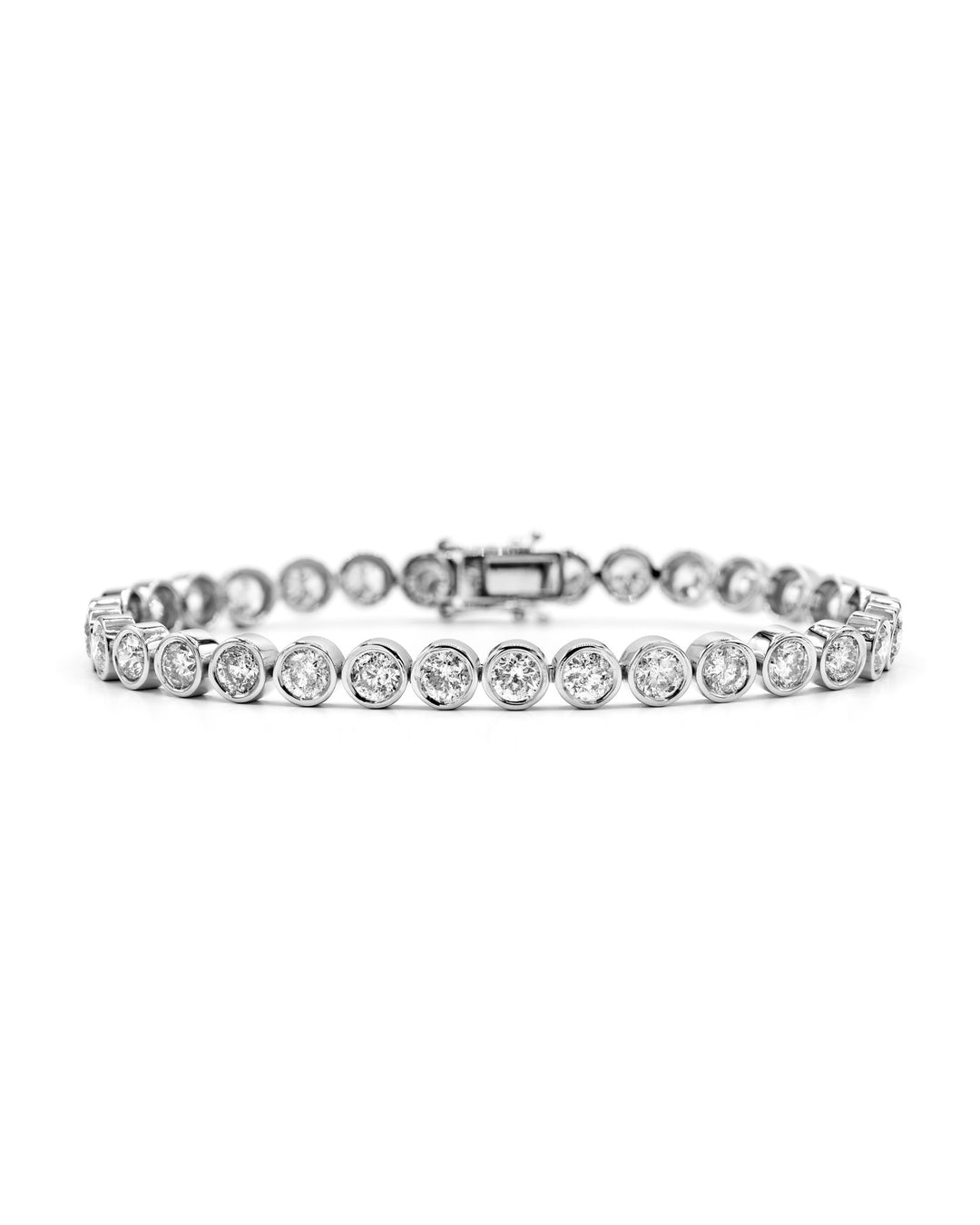 Round Diamond Bezel Tennis Bracelet White Gold