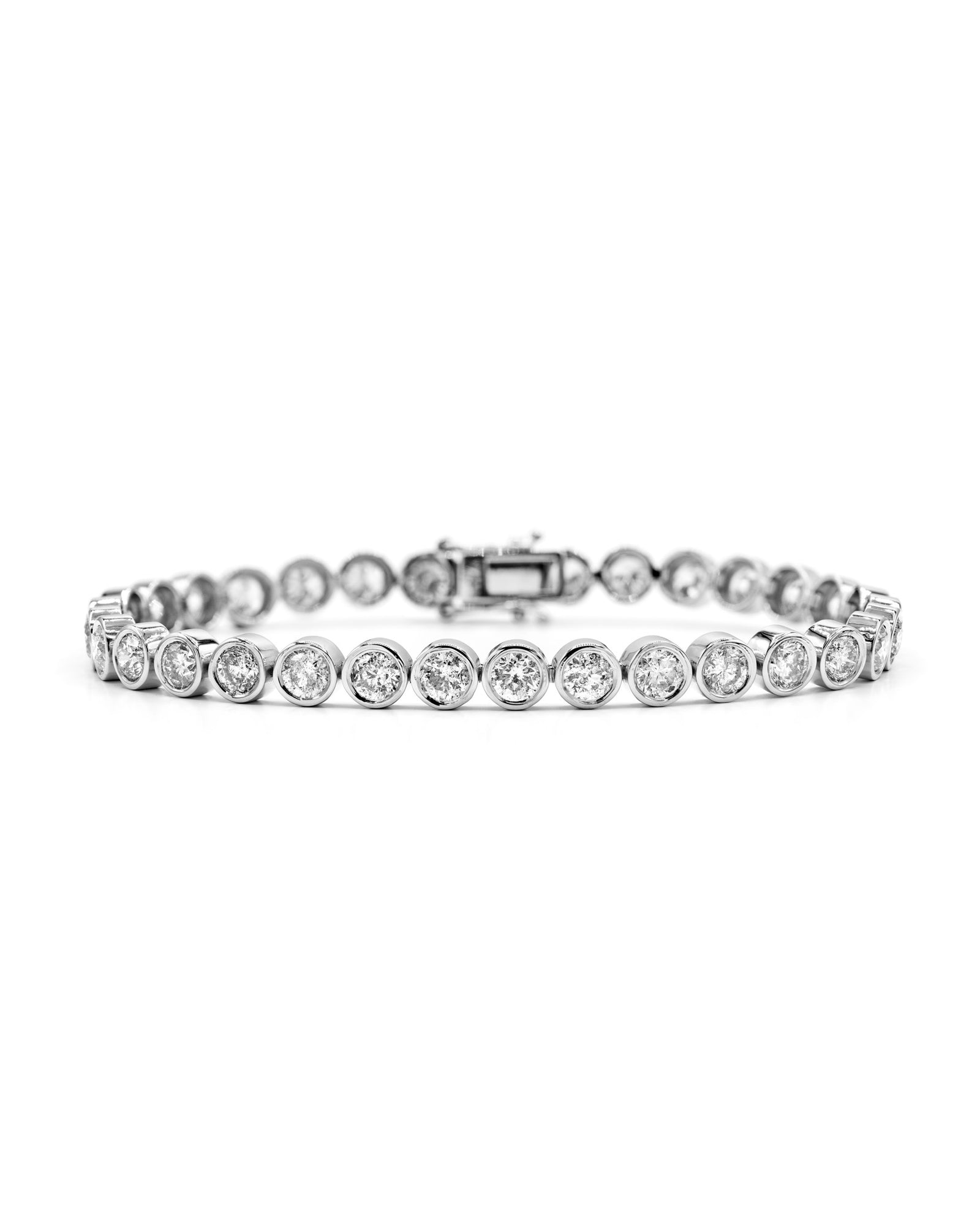 Round Diamond Bezel Tennis Bracelet White Gold