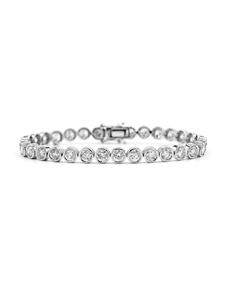 Round Diamond Bezel Tennis Bracelet White Gold