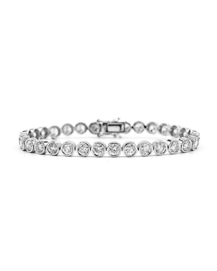 Round Diamond Bezel Tennis Bracelet White Gold
