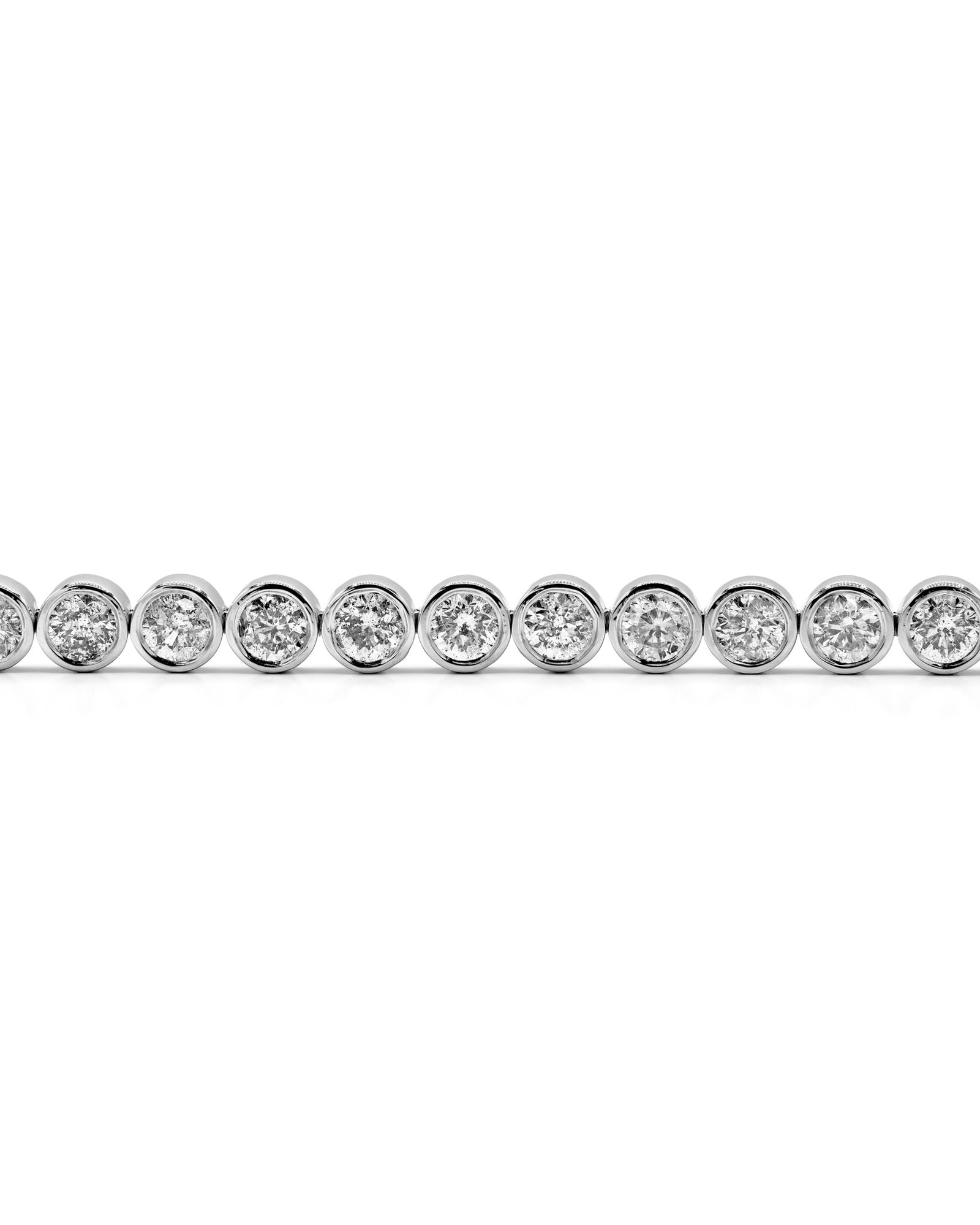 Round Diamond Bezel Tennis Bracelet White Gold