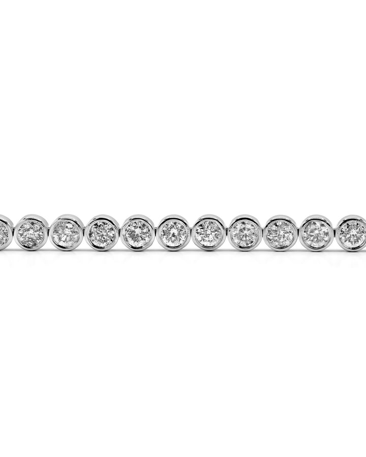 Round Diamond Bezel Tennis Bracelet White Gold