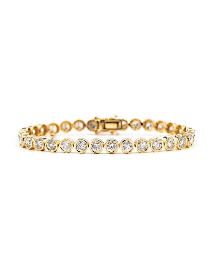 Round Diamond Bezel Tennis Bracelet Yellow Gold