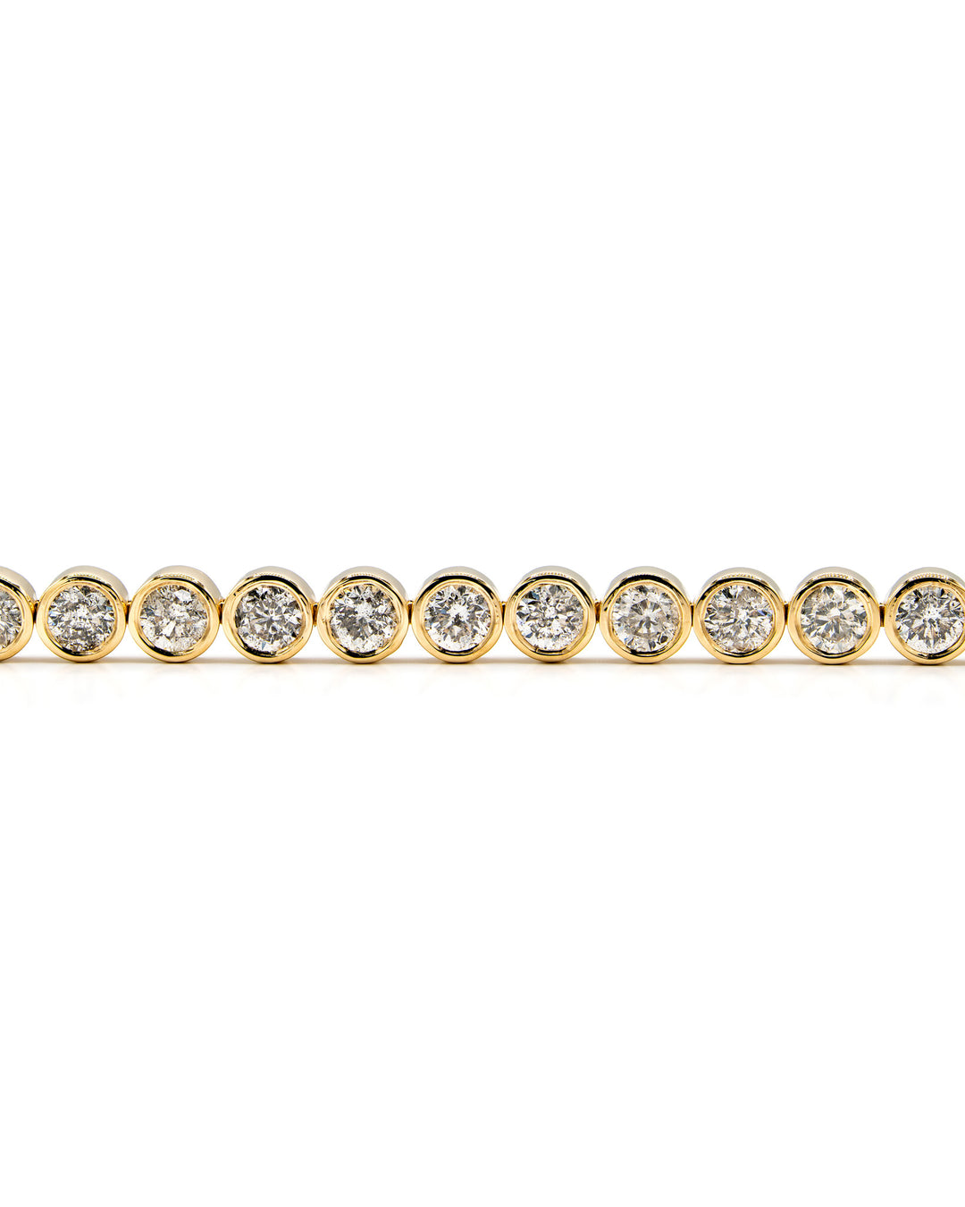 Round Diamond Bezel Tennis Bracelet Yellow Gold