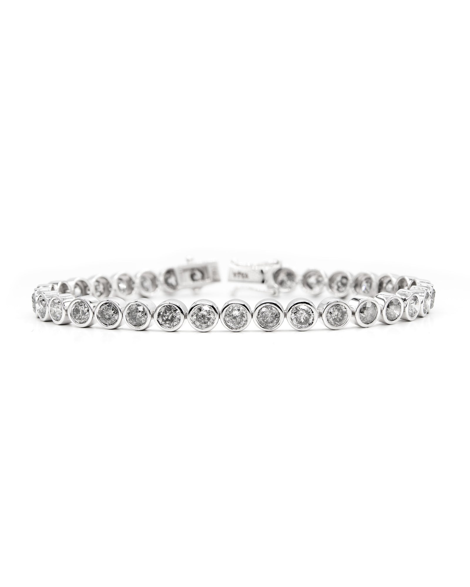 Round Diamond Bezel Tennis Bracelet White Gold