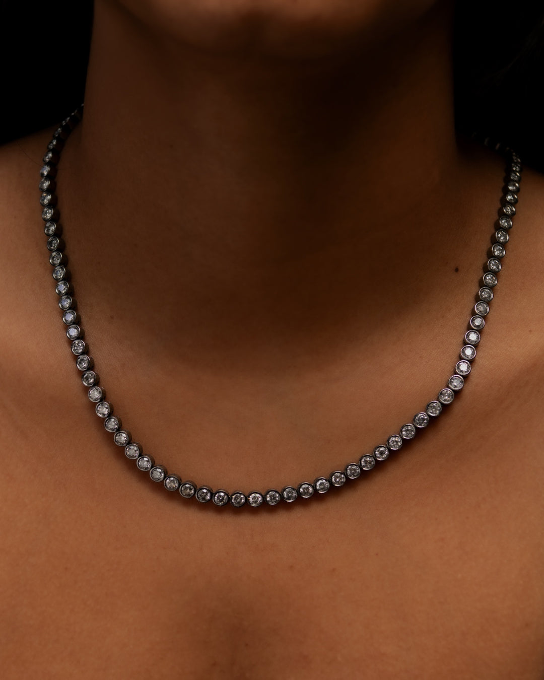 Moonrock Grey Diamond Tennis Necklace | Víya