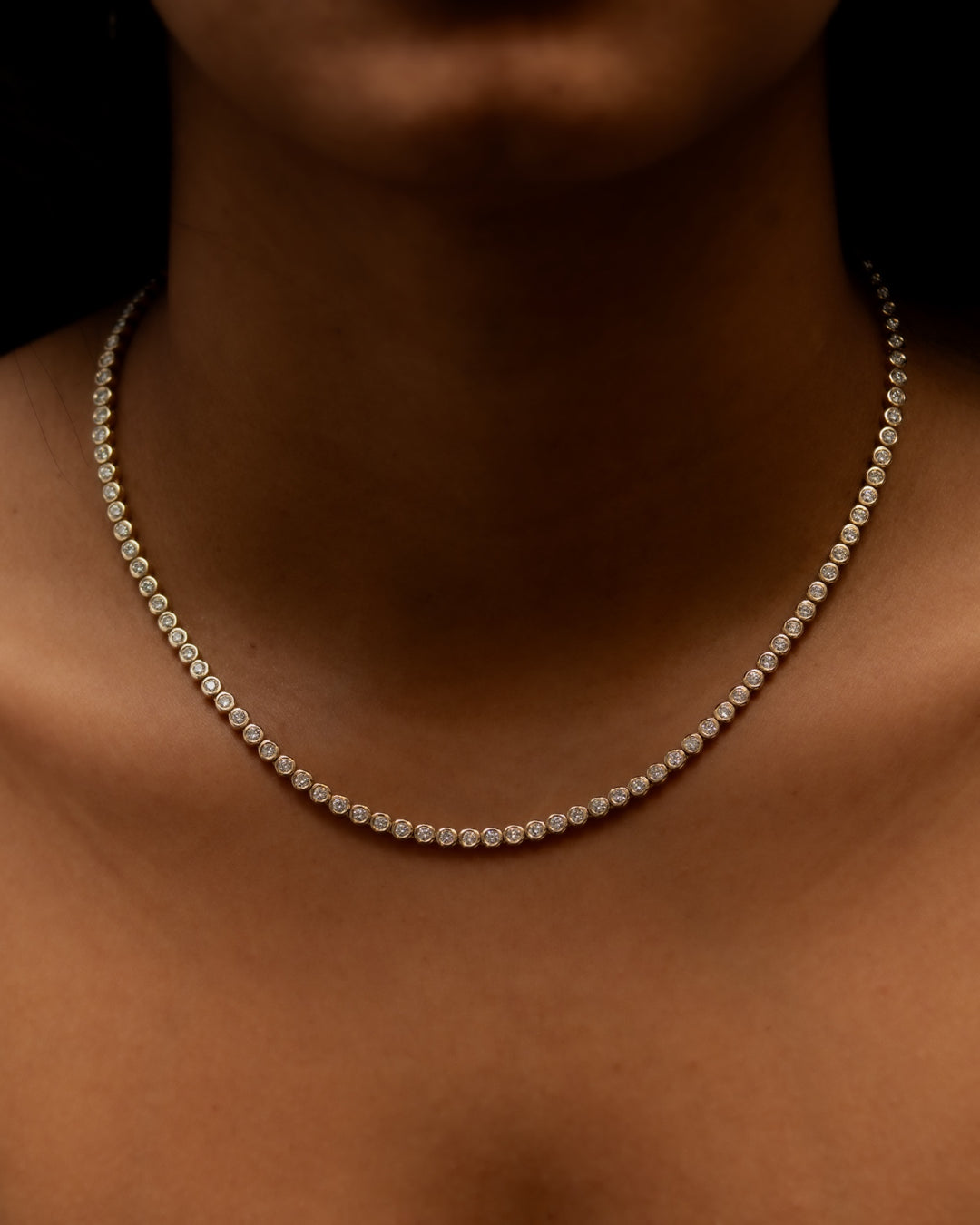Bezel Diamond Tennis Necklace | Víya