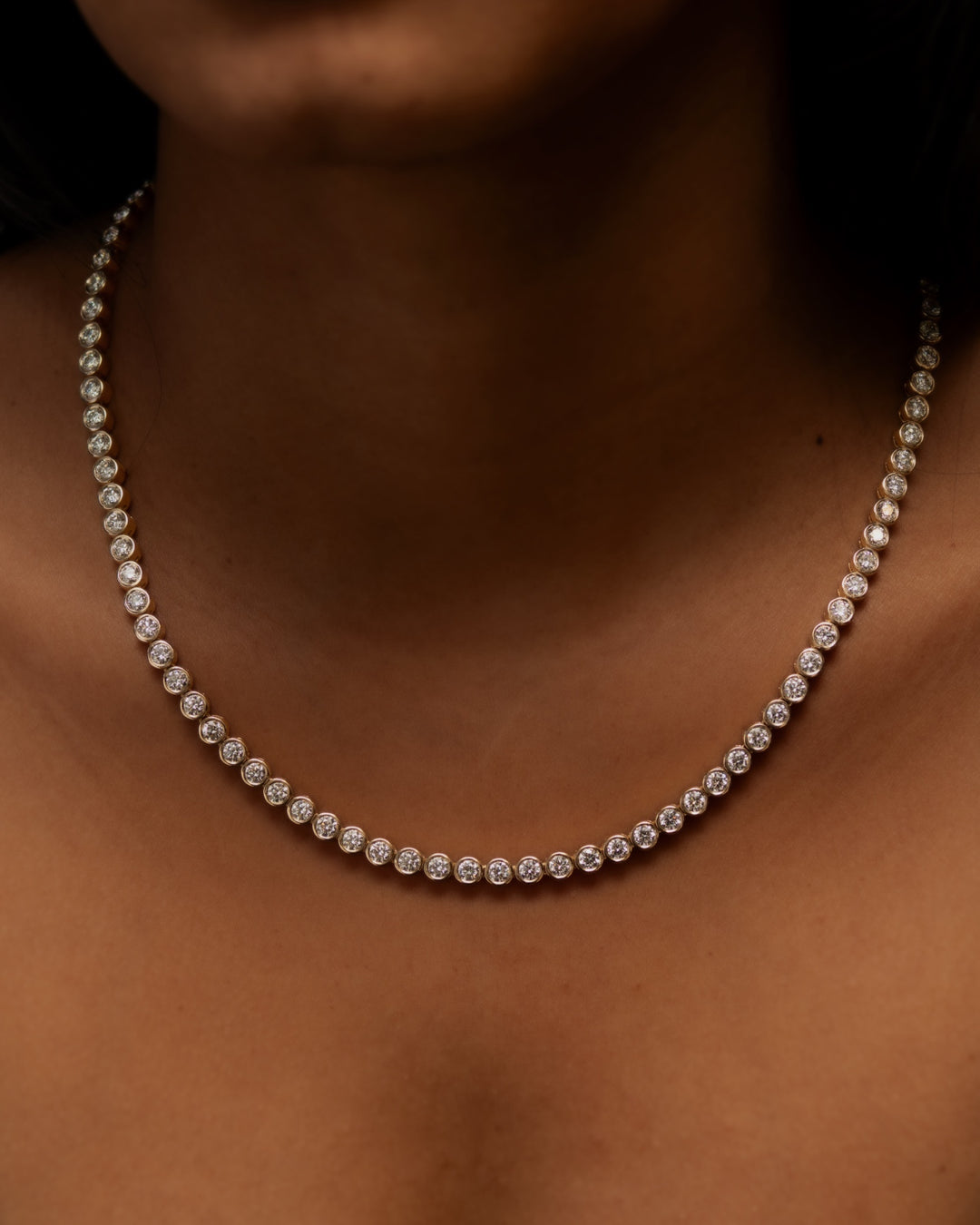 Bezel Diamond Tennis Necklace | Víya