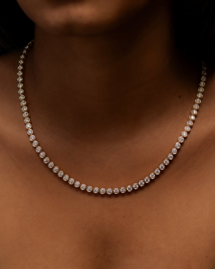 Bezel Diamond Tennis Necklace | Víya
