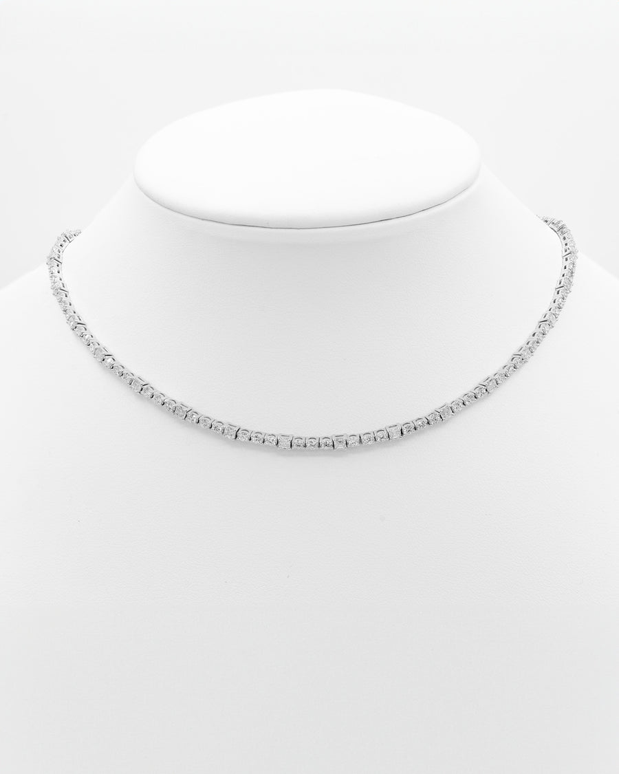 Víya Asscher Shape Diamond and Round Diamond Choker White Gold 14K