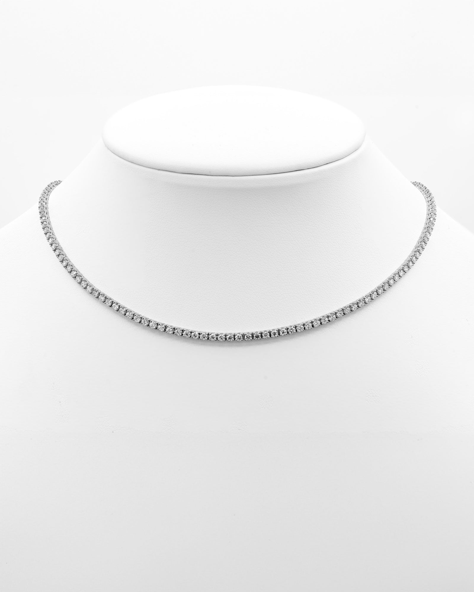 Round Diamond Tennis Choker Necklace White Gold