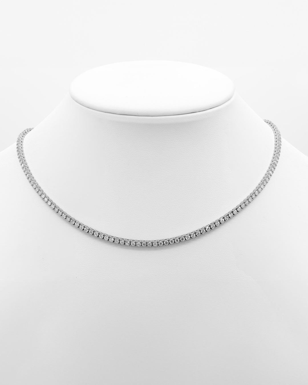 Round Diamond Tennis Choker Necklace White Gold