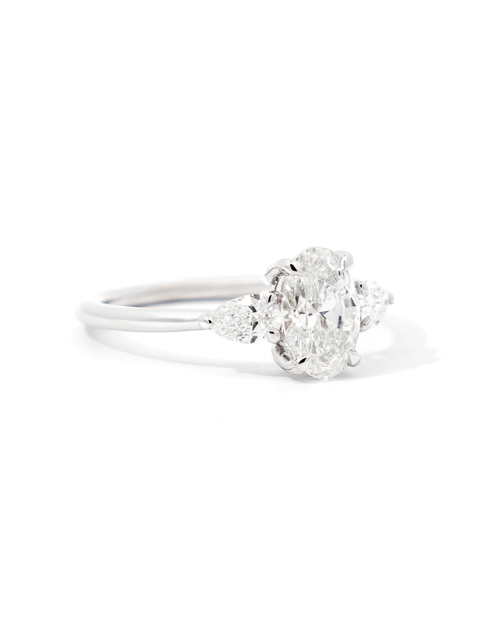 Oval and Pear Diamond Engagement Ring