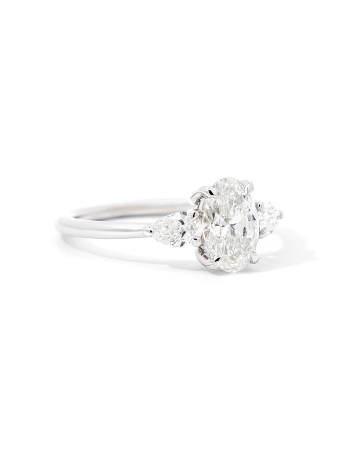 Oval and Pear Diamond Engagement Ring