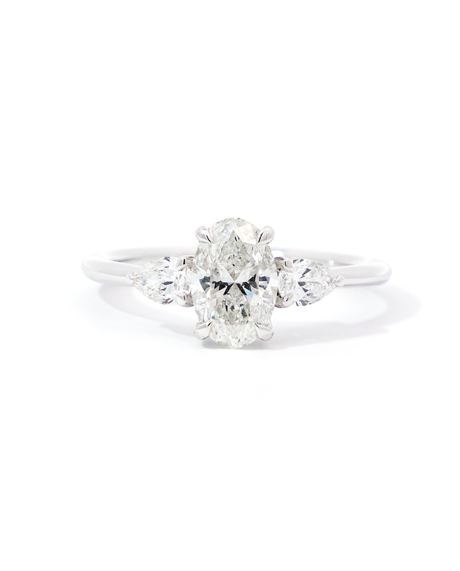 Oval and Pear Diamond Engagement Ring