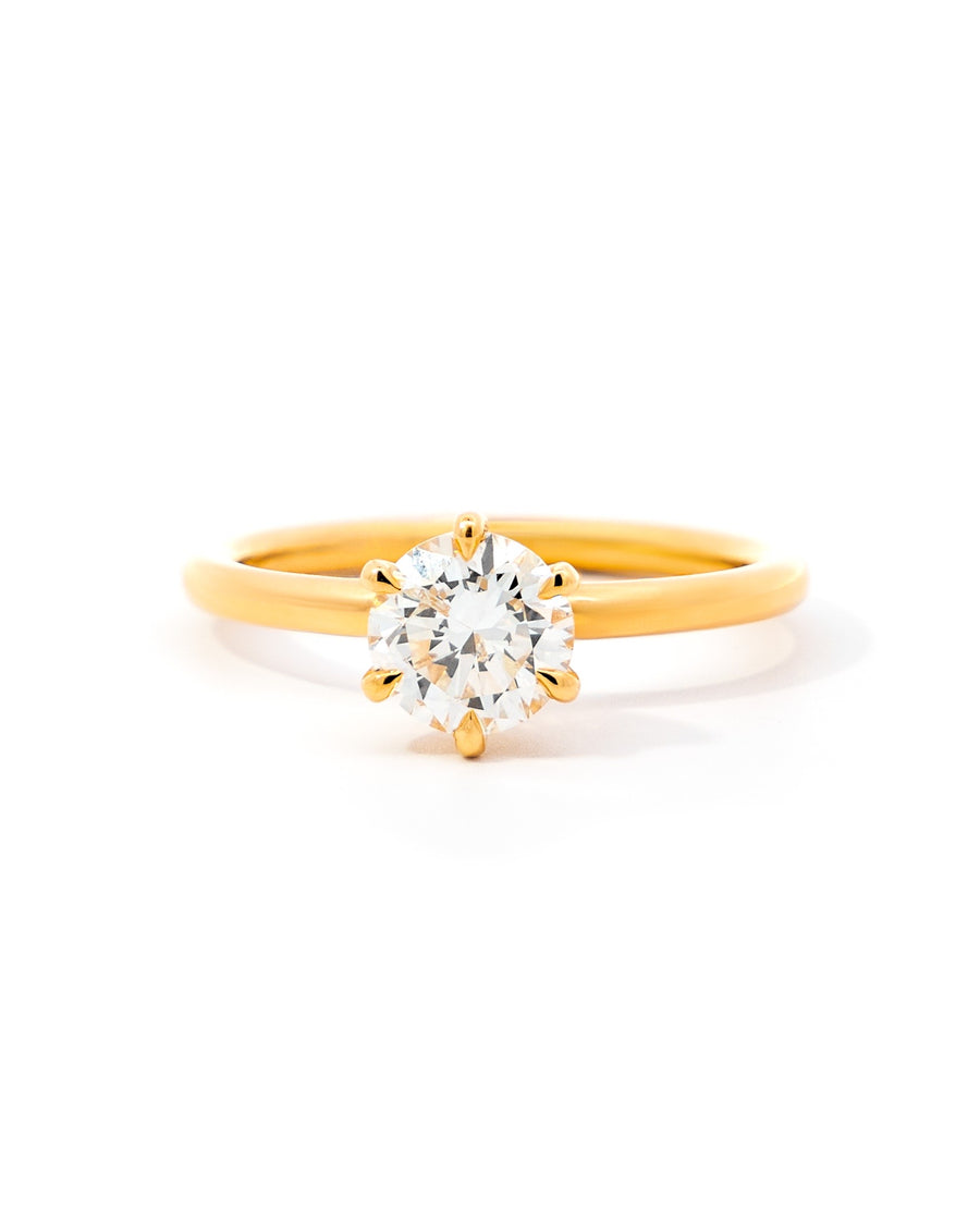 Solitaire Round Diamond Six Prong Engagement Ring