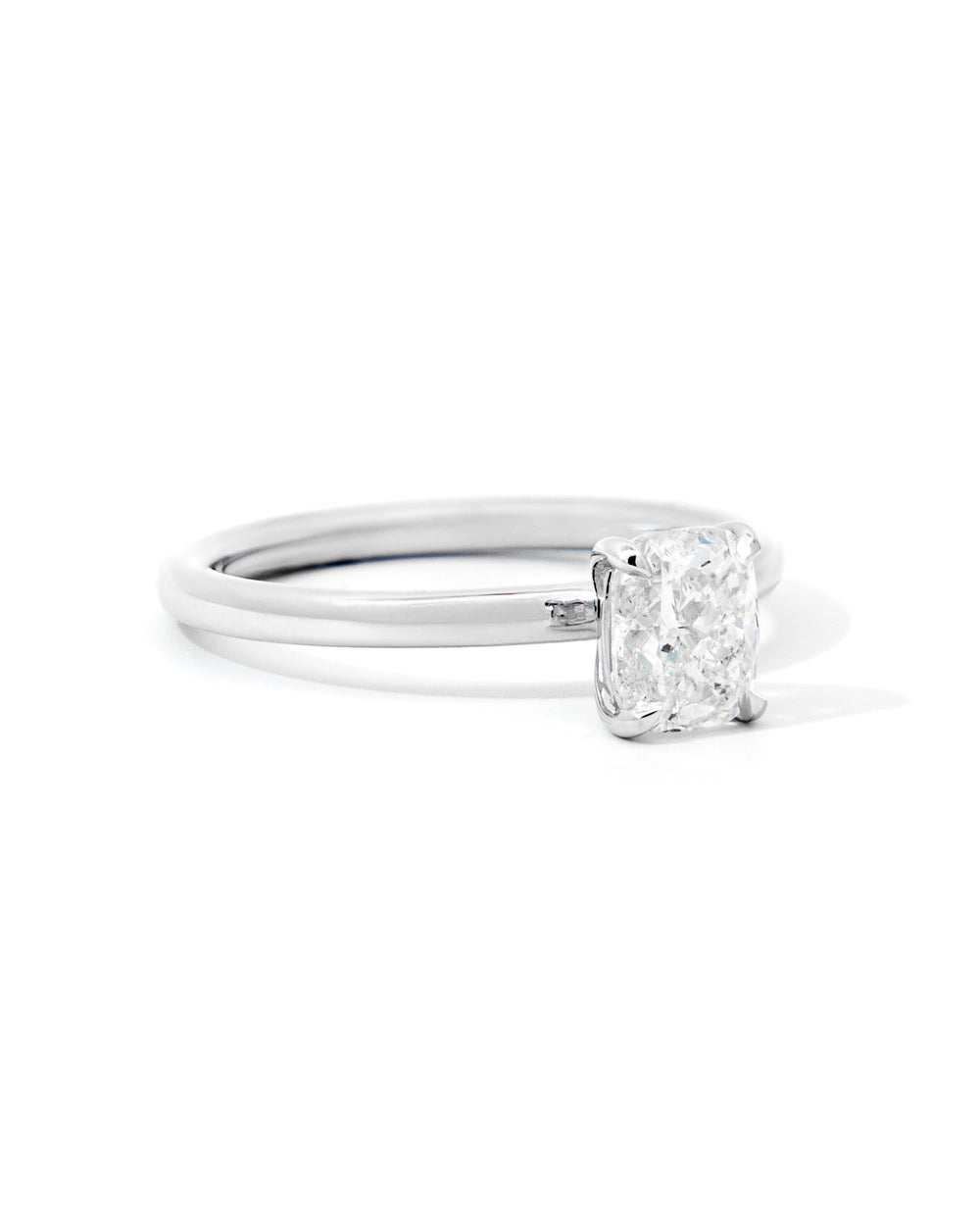 Elongated Cushion Diamond Contemporary Engagement Ring