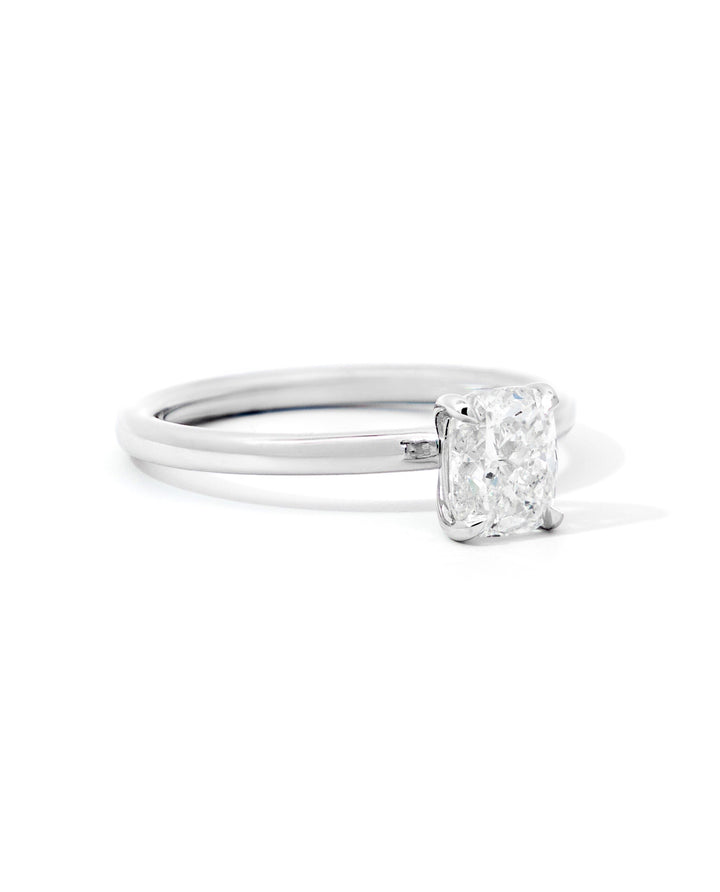 Elongated Cushion Diamond Contemporary Engagement Ring