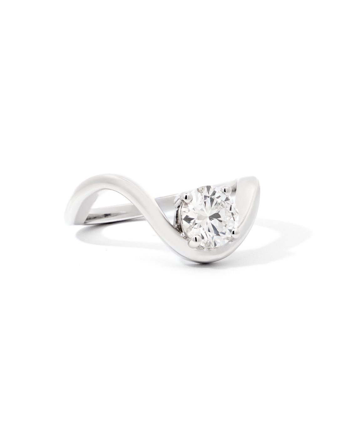 Solitaire Round Diamond Contemporary Engagement Ring